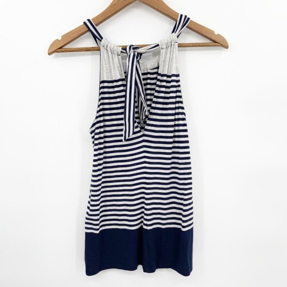 Trina Turk Stripe Tie Back Keyhole Halter Tank XS - Picture 2 of 6